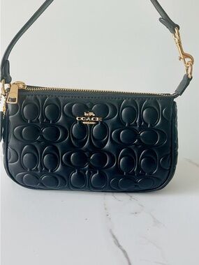 Coach Black Quilted Signature Mini Shoulder Bag with Gold Hardware